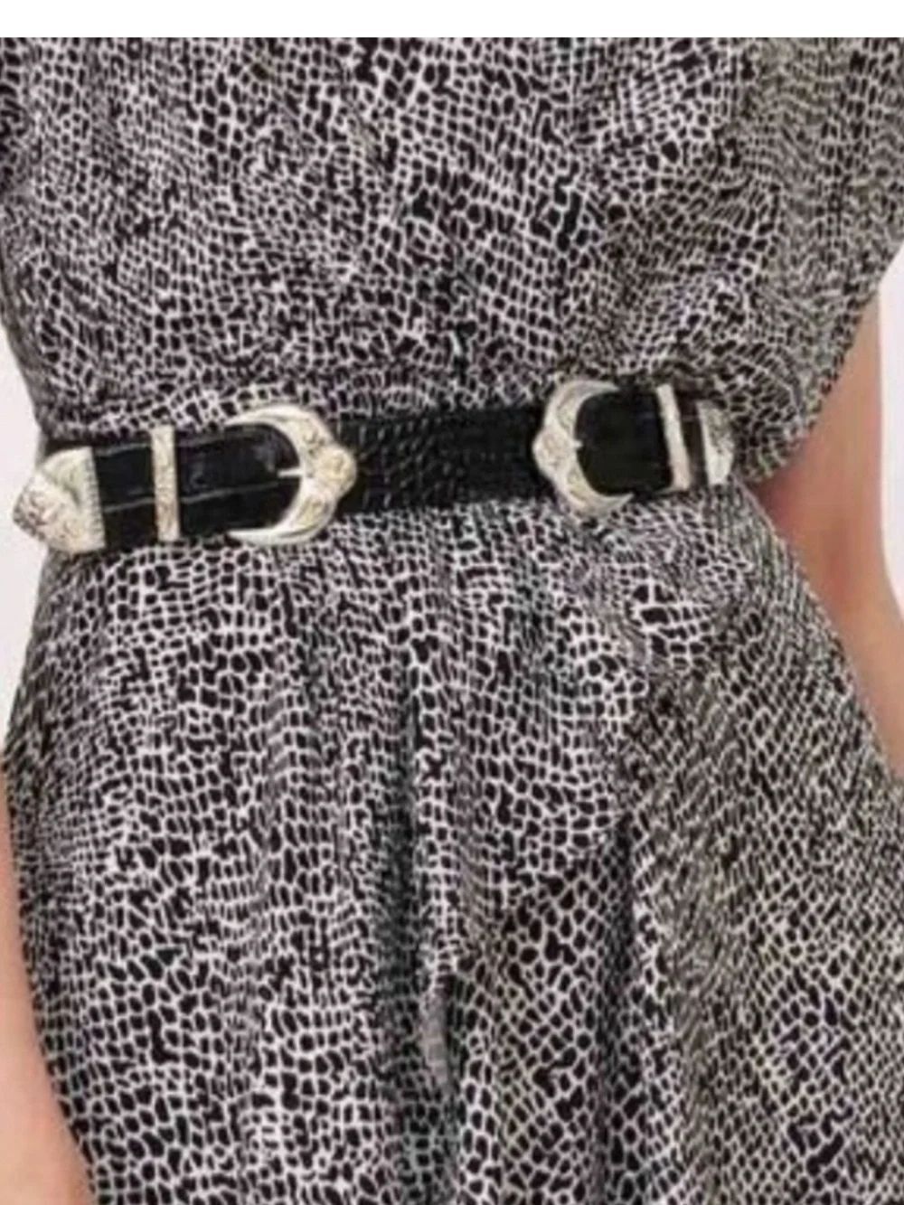 Maje Western two buckle size 2 NWT Ariona croc embossed  belt